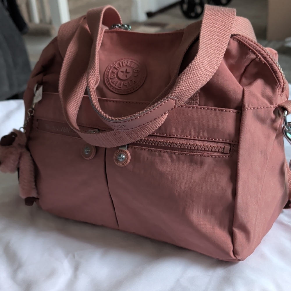 Kipling Dusky Rose Nylon Tote with Monkey Charm - Picture 4 of 4
